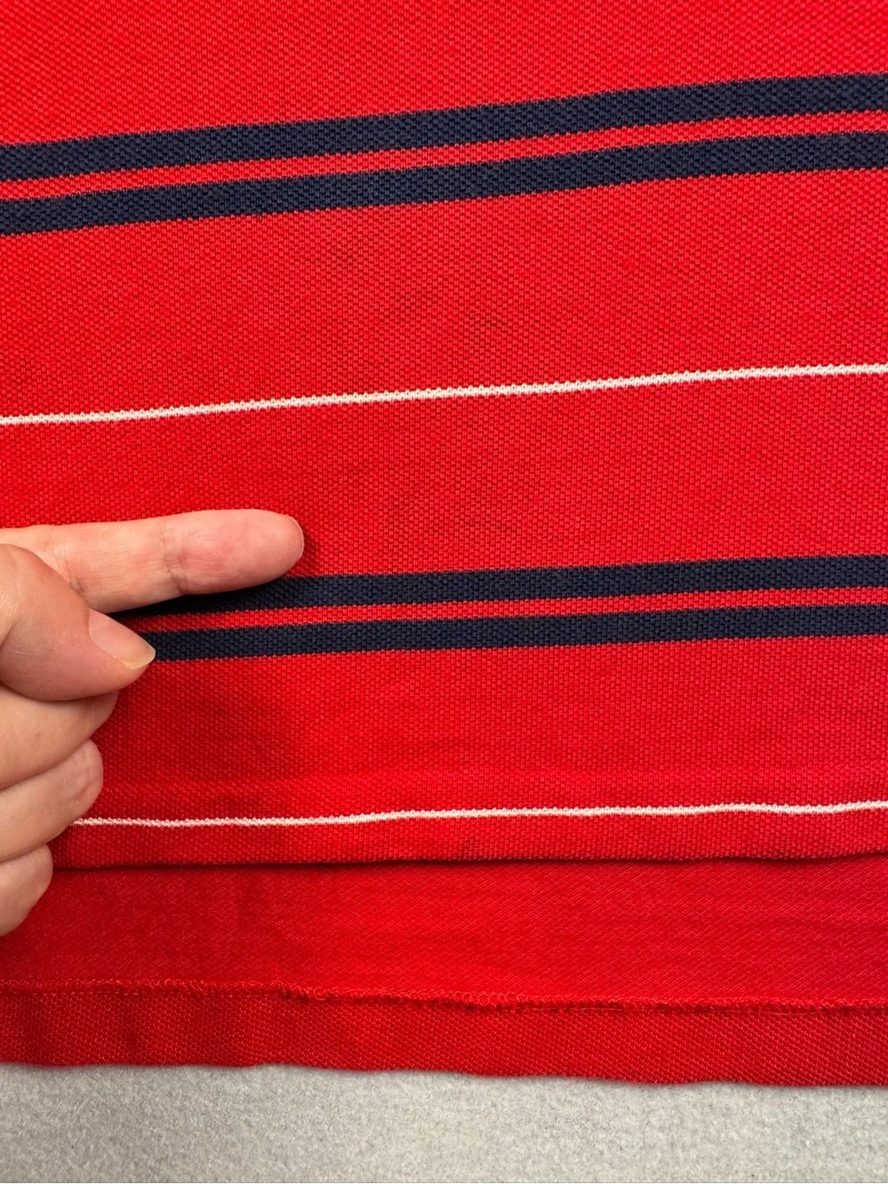 Polo Ralph Lauren Mens XXL Custom Fit Polo Shirt Red Navy White Striped Cotton